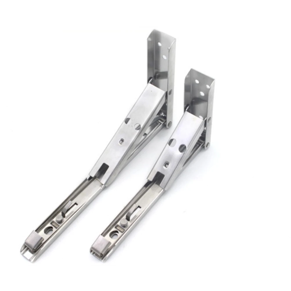 

2pcs Stainless Steel Wall Shelf Brackets Foldable Support Corner Shelf Braces 8 Inches Durable Adjustable Bookshelf Display Rack