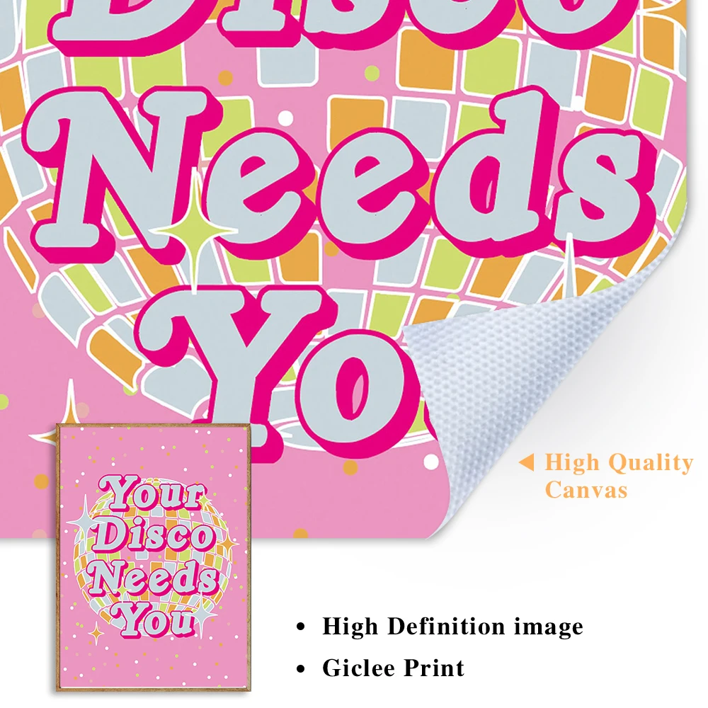 70s ديسكو كلمات الرقص طباعة اللطف الملونة إقتباس المشارك مستوحاة الرسم على لوحات القماش الجدارية صور غرفة المعيشة ديكور المنزل #5