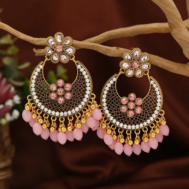 Vintage ethnic style cute jewellery women\'s earrings carved hollow alloy Bohemian style Indian  Ladies\' earrings for women