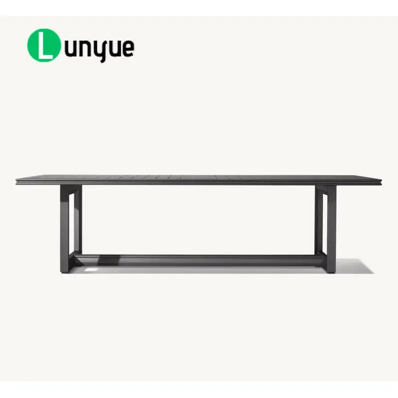 Modern All Weather Powder Coated Aluminum Rectangular Dining Table Customizable Colors For Outdoor Garden Terrace Hotel