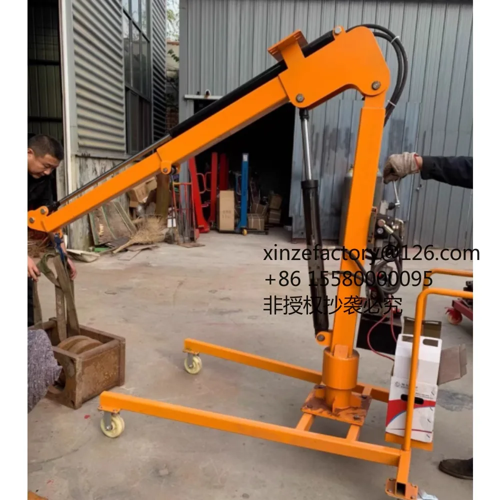 Factory Direct 2026 Top Rated Small Mobile Crane Household Vehicle Rotary Cantilever Crane Electric Hydraulic Hoist