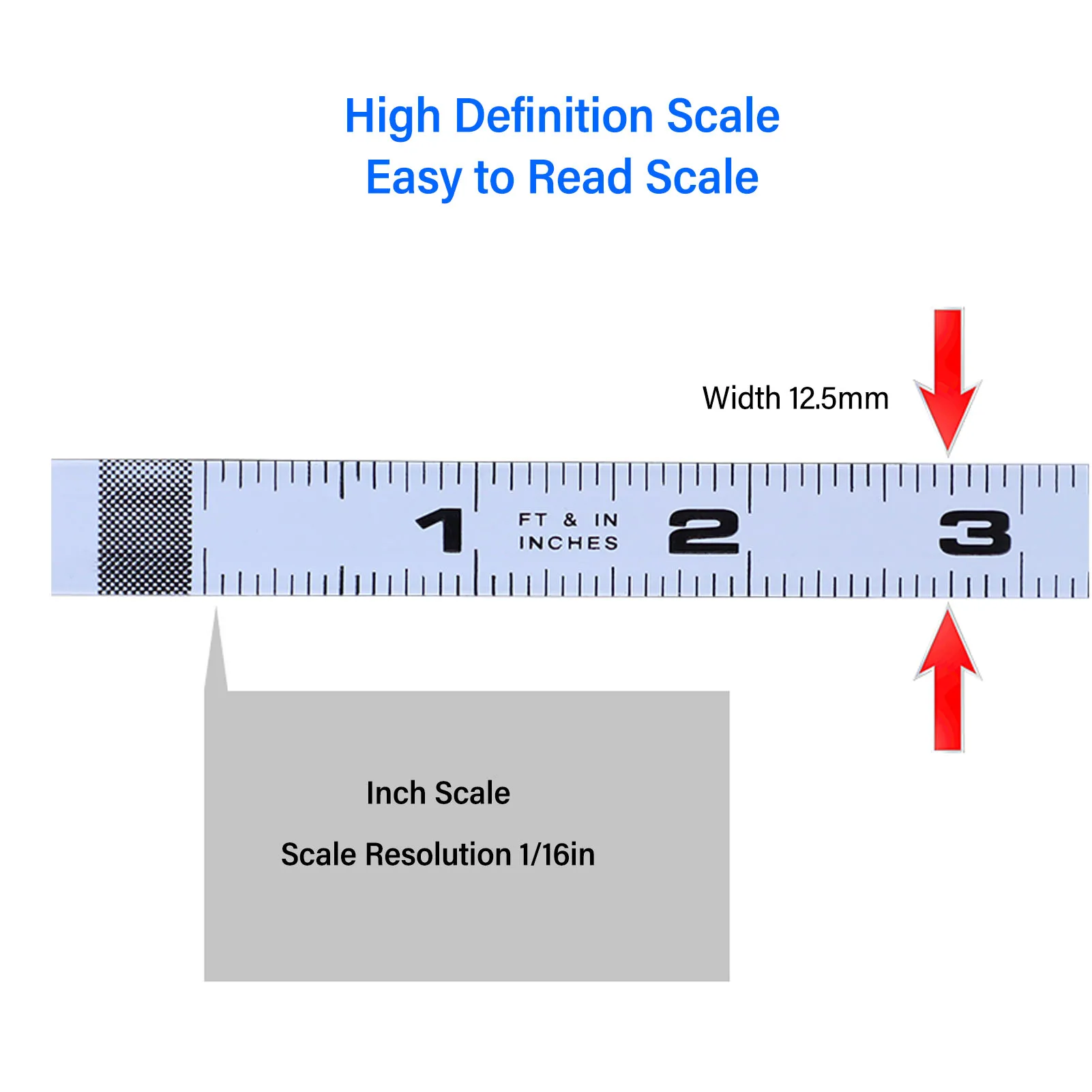 Self Adhesive Measuring Tape Carbon Steel 12FT Reverse Direction Workbench Ruler Measuring Tape