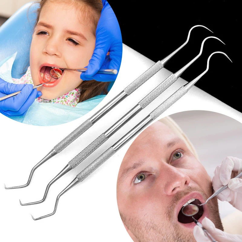 1 szt. Podwójne końcówki dentystyczne zęby ze stali nierdzewnej czysta higiena Explorer sonda hak Pick dentysta skrobak do usuwania kamienia