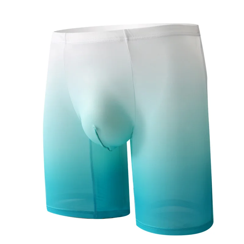 

Мужские трусы-боксеры с градиентным цветом, 3/4 длины, молодежные, со средней посадкой, U-образные, предотвращающие натирание, повседневные, спортивные, дышащие, свободного кроя