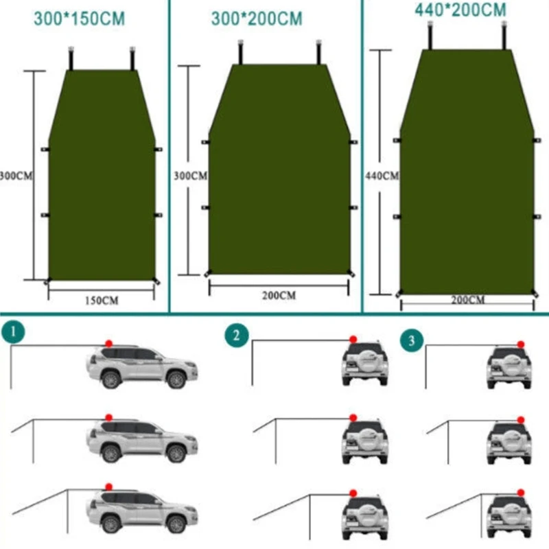 مأوى شمسي صغير قابل للطي للسيارة مع إطار من الألومنيوم للدفاع أثناء السفر