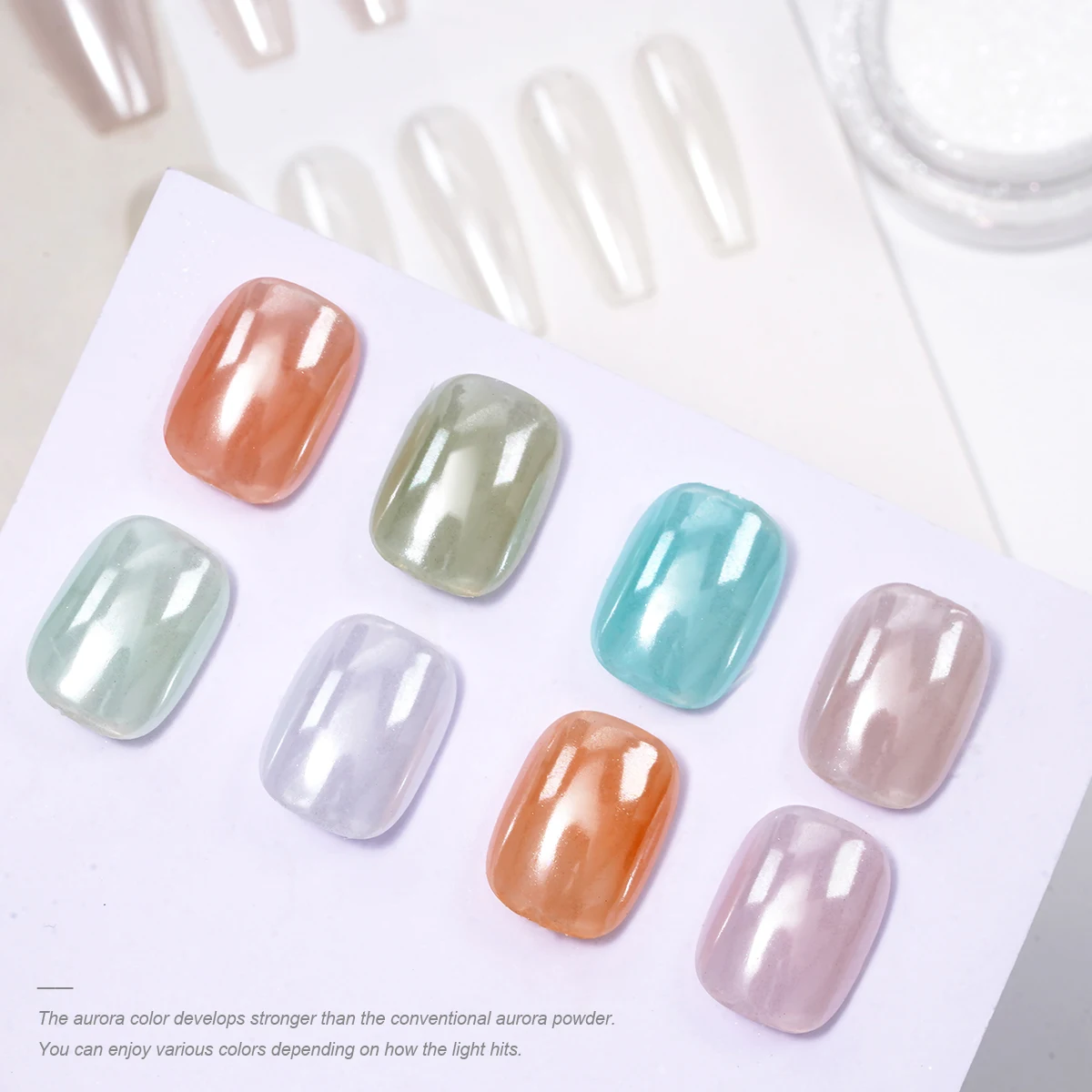 White Chrome Mirror Aurora Plated Nail Art Kit Fairy Pearl Body Glitter Mermaid Nail Polish Aurora Chrome Powder Nail Glue