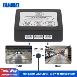 BINWEI Monitor de aparcamiento de coche, convertidor de canal de vídeo para cámara de visión delantera y trasera, caja de Control bidireccional con interruptor Manual