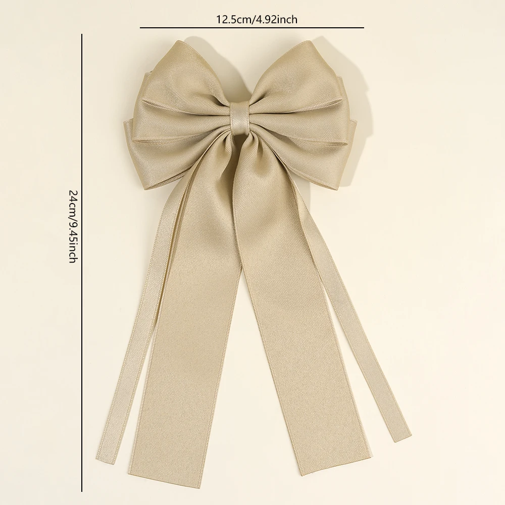 العصرية الصلبة القوس مقاطع الشعر للفتيات الساتان Bowknot دبابيس الشعر الاطفال ذيل حصان باريت الكورية غطاء الرأس أغطية الرأس إكسسوارات الشعر #5