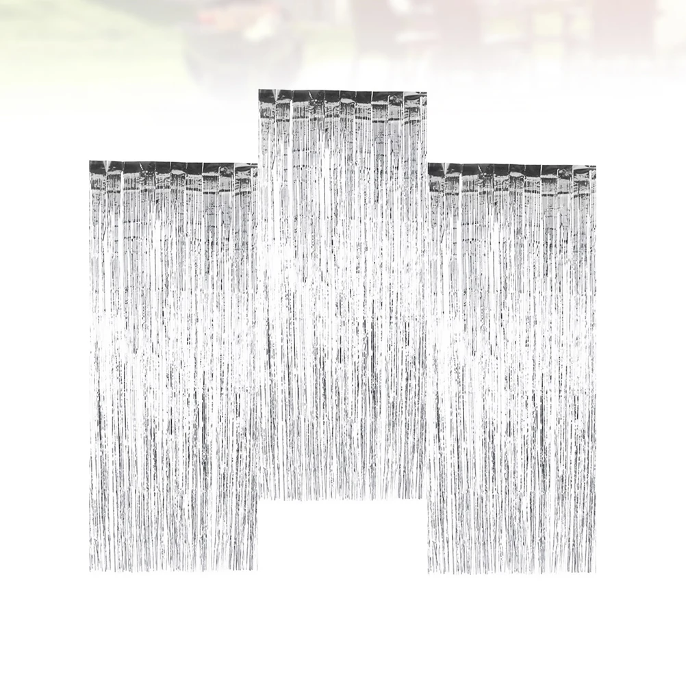 

3PCS Silver Aluminum Foil Background Wall Decoration for Party Stage Photo Backdrop Festivals Event Props