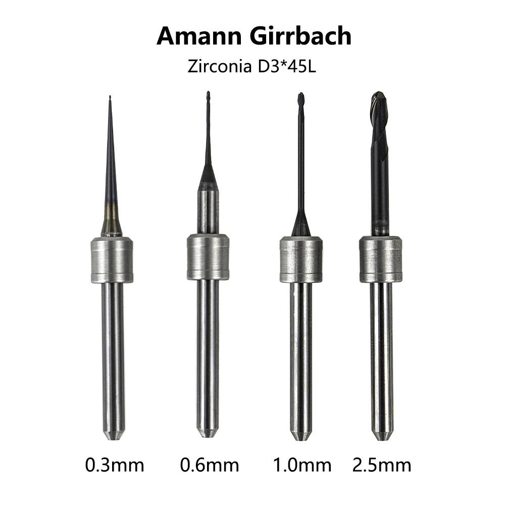 Dental Amann Girrbach Zirkonia DC Fräser Diamantbeschichtete Bohrwerkzeuge 0,3/0,6/1,0/2,5 mm Kopfdurchmesser – Detail 1