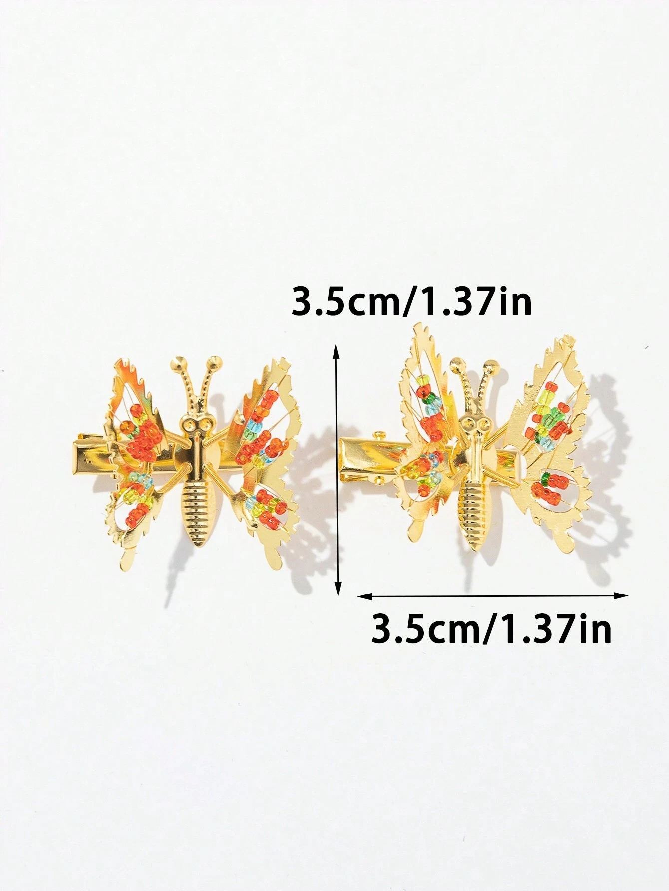 2pcs Children's Cute Butterfly Shaped Golden Hair Clips, Perfect For Birthday Parties As Accessories