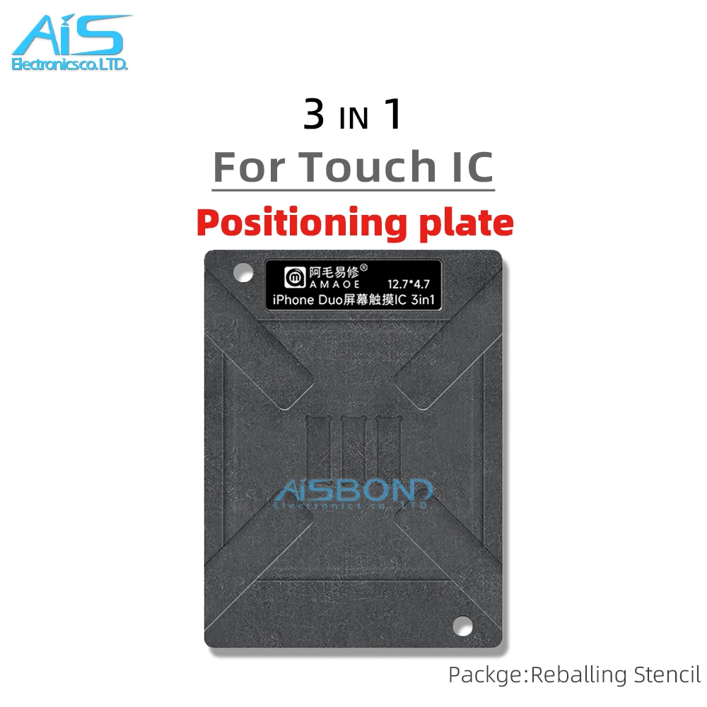 Amaoe 3in1 BGA Reballing Stencil Template For iPhone DUO Screen Touch Control IC Positioning Plate Plant tin net