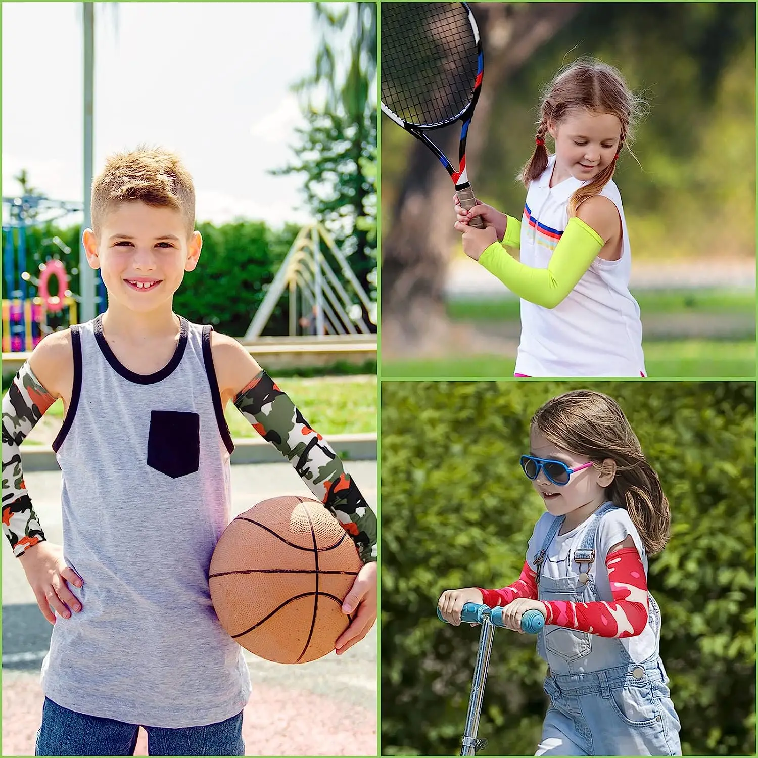 Mangas de compresión con protección solar UV para niños, cubierta de brazo de refrigeración, deportes al aire libre, 1 par