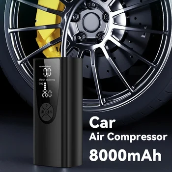 Car Air Compressor 8000mAh Rechargeable 12V 150PSI Electric Cordless Tire Inflator Pump for Motorcycle Bicycle Car Tire Balls