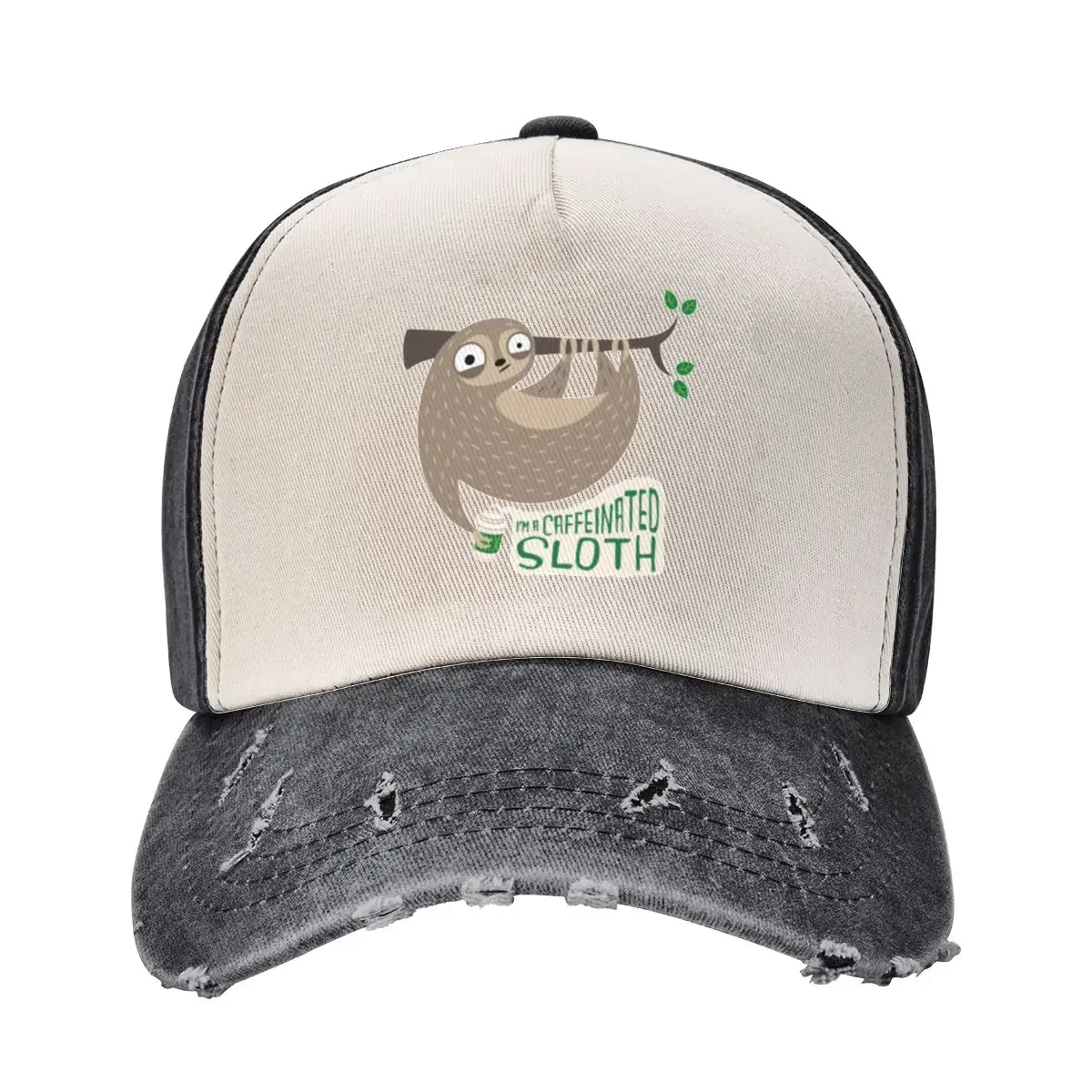 Caffeinated Sloth Baseball Cap Visor Hat Man Luxury Golf Wear Mountaineering Men Caps Women's