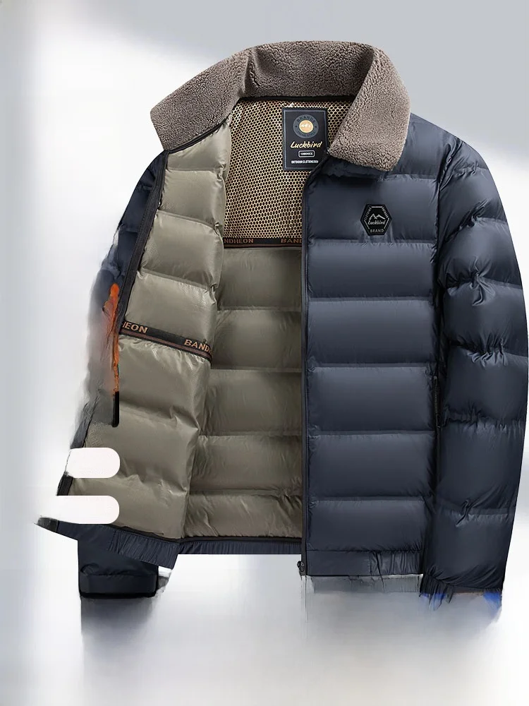 

Thiened Cotton Padded Jaet for Men Autumn Winter Warm Anti-Cold Dad Coat Stand Fit Busin Casual Long Sve Polyest...