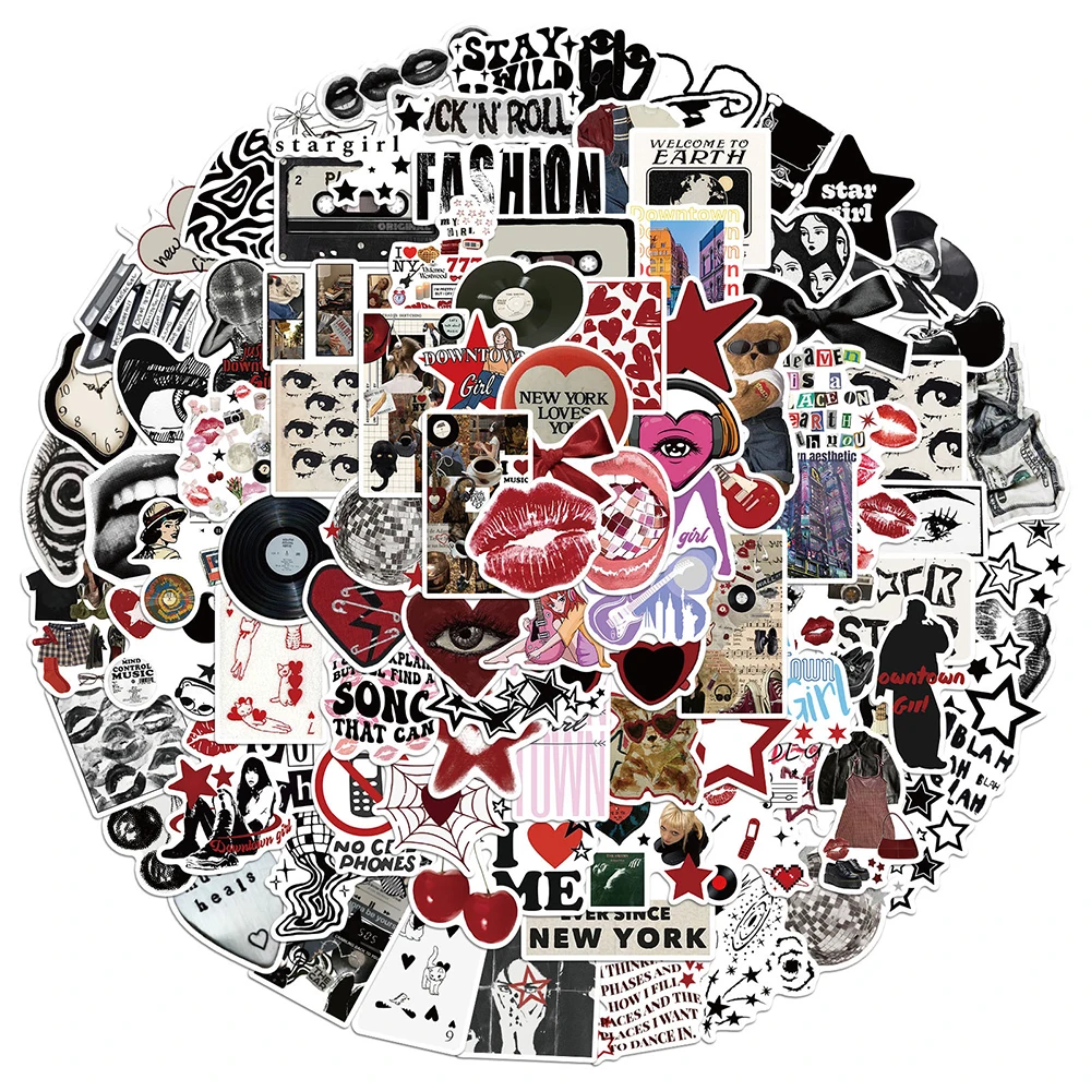 10/30/50/100pcs Downtown Girls Aesthetic Y2K Graffiti Stickers Decals Retro DIY Phone Laptop Waterproof Cool Sticker Packs image 2
