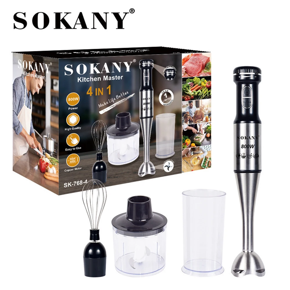 

800W Electric Blender For Kitchen Food Processor, Handheld Intelligent Stirring Bar Kit, Food Cooking Machine 4in1 Blender