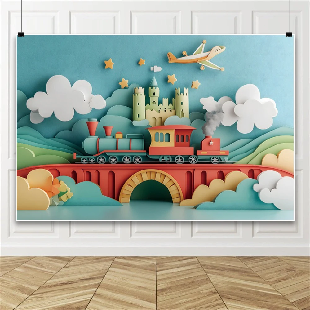 الأزرق قطار الطائرة خلفية التصوير الفوتوغرافي قوس جسر القلعة منطاد الهواء الساخن الغيوم نجوم خلفية صور الدعائم