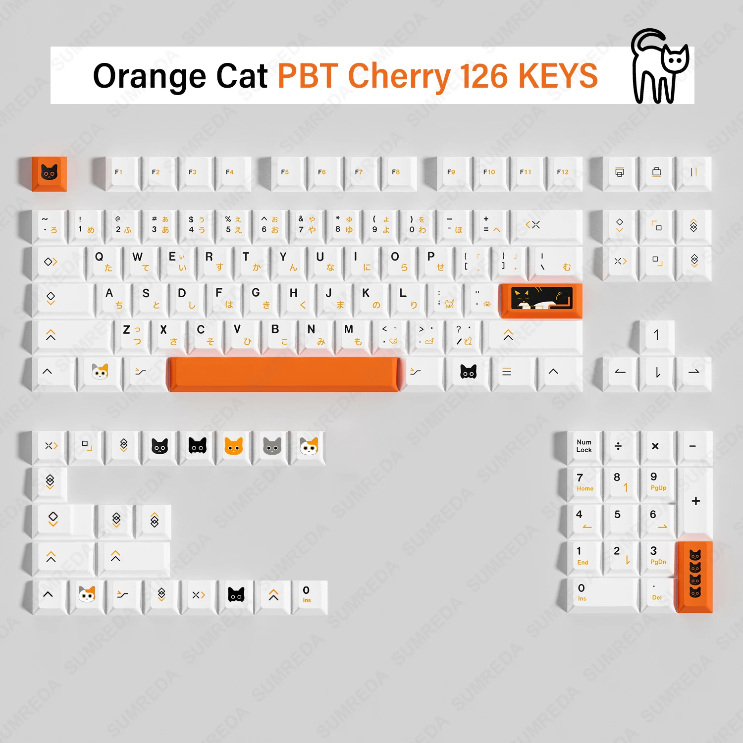 For Zelda Game Orange Cat Theme Keycaps DYE-SUB Cherry PBT Profile Keycaps For Wob Rainy75 LEOBOG Hi75 Hi8 Sugar65 AL65 Keyboard