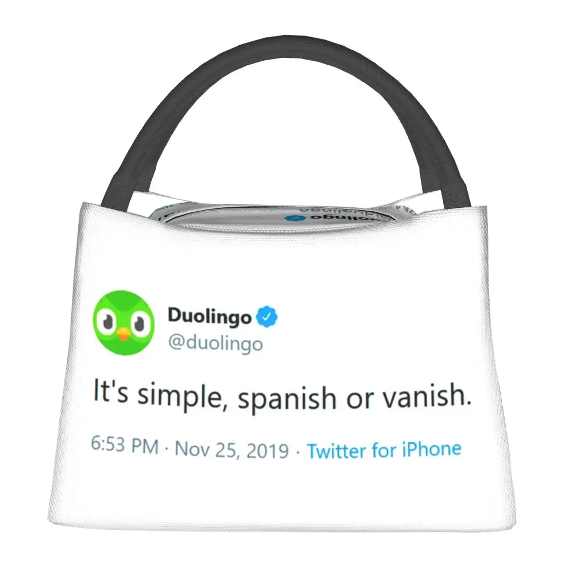 Evil Duolingo Owl Tweet Meme Lunch Bags Insulated Bento Box Lunch Tote Picnic Bags Cooler Thermal Bag for Woman Kids School