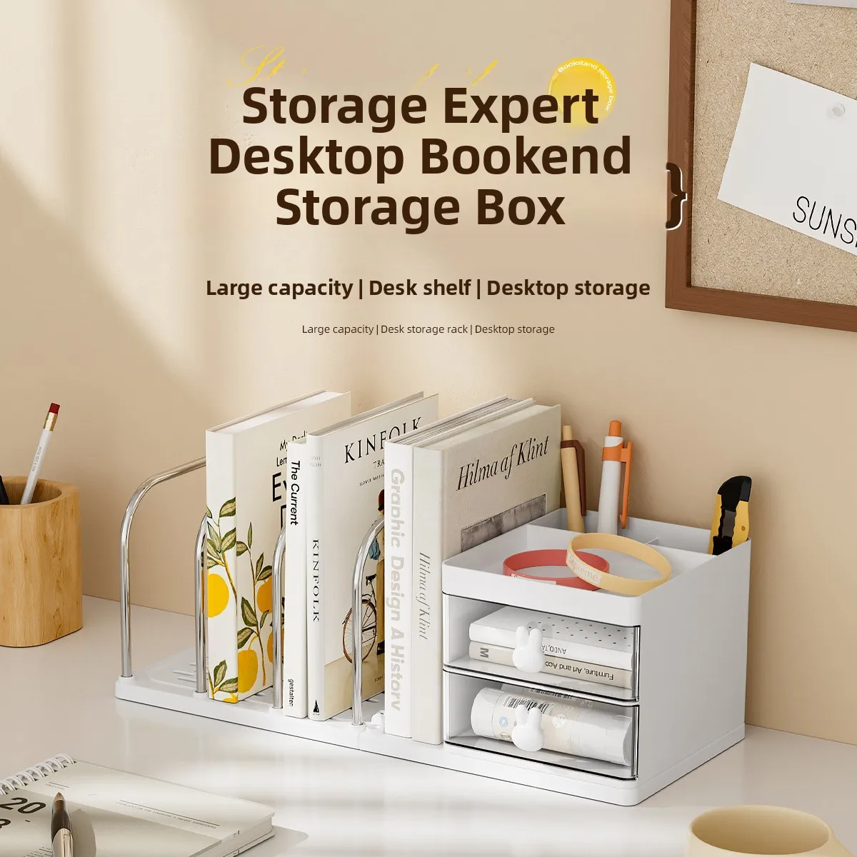 Desktop Bookshelf Storage Box Student Desk Book Workbook Standing Shelf Office Desktop Storage Artifact