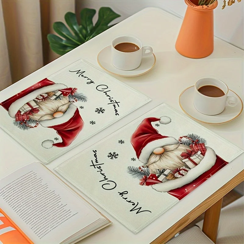 VIKAM 4/6/8/10pcs Christmas Dwarf Tablecloth, Durable and Waterproof - Decorative for Kitchen and Dining Room