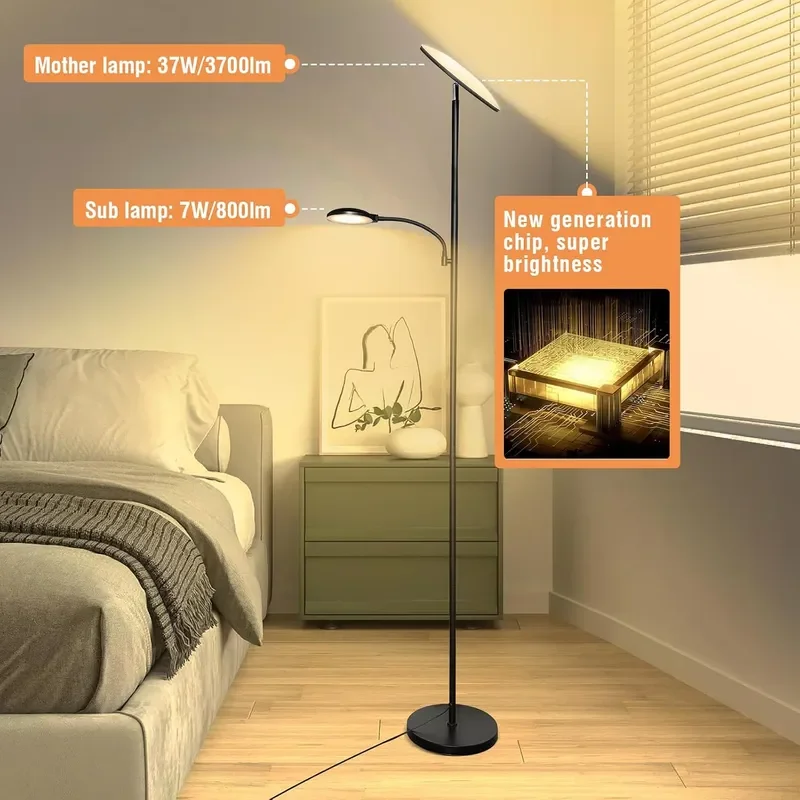 Floor Lamps for Living Room 44W 4500LM Super Bright 2 in 1 LED Floor Lamp with Remote Stepless Dimmable 69 Tall Standing