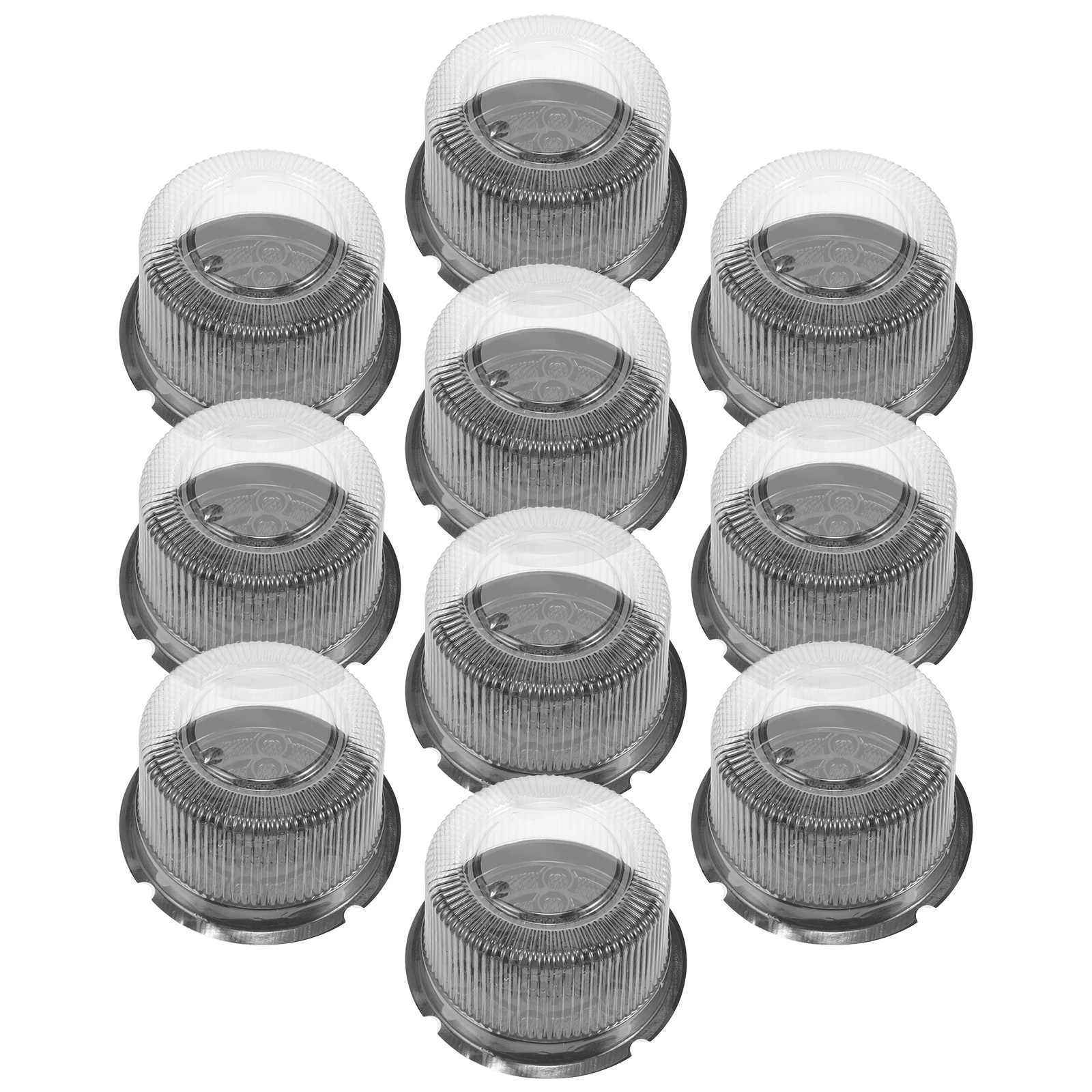 10pcs Cake Boxes 6 Inch Black Bottom Transparent PET Plastic Containers Lids for Handmade Treats Packaging Gifts Party Supplies