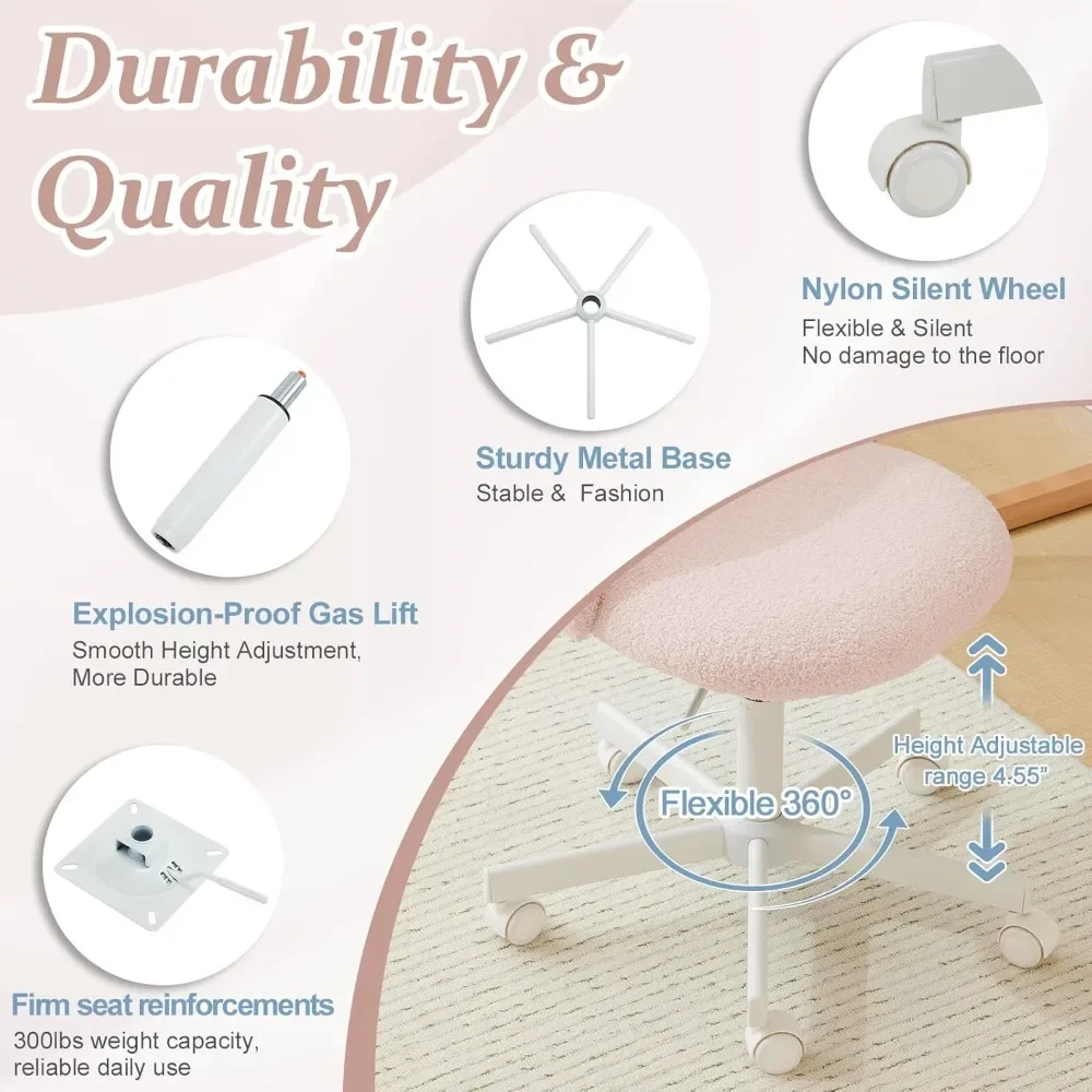 

Candy Chair Armless Cute Desk Chair,Comfy Small Office Chair with Wheels,Vanity Chair with Lumbar Support