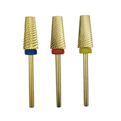 New Gold Carbide Nail Drill Bit Tapered Milling Cutter for Manicure Remove Gel Acylics Tool Nails Drill Accessories