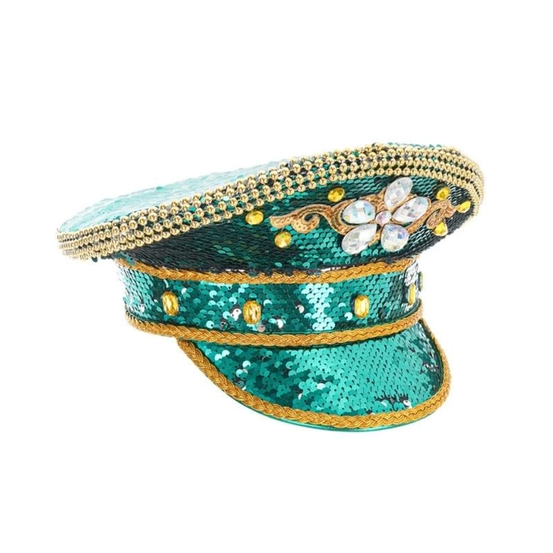 Glittering Sequins Cap DanceParty Steampunk Hat Women Night Club Hat