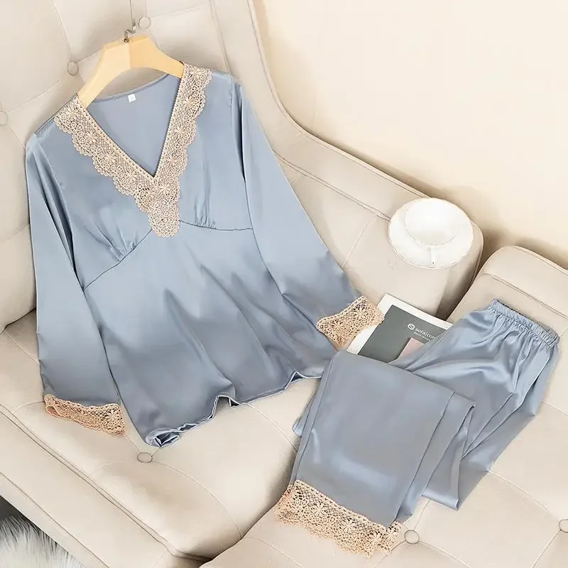 Pajama women's thin ice silk sexy and charming two-piece set sexy silk home clothing can be worn externally in summer sets