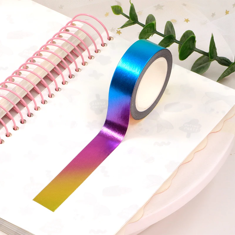 High quality 10pcs/lot Rainbow Colors Valentines Foil Washi Tapes Journaling Adhesive Masking Tapes Kawaii Papeleria