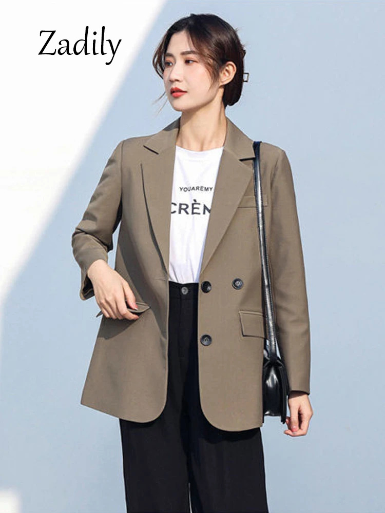 Zadily 2024 Spring Office Lady Long Sleeve Women Black Basic Blazer Korea Style Button Up Work Suit Winter Female Coat CLothing