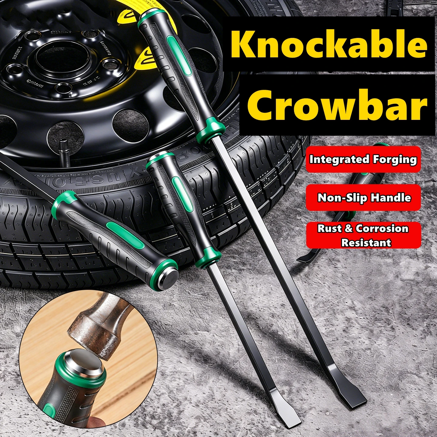 Multi-Function Long Pry Bar 8 12 18 24 inch Motorcycle Tire Crowbar Strike Cap Nail Puller Heavy Duty Car Repair Hand Tools CV-R