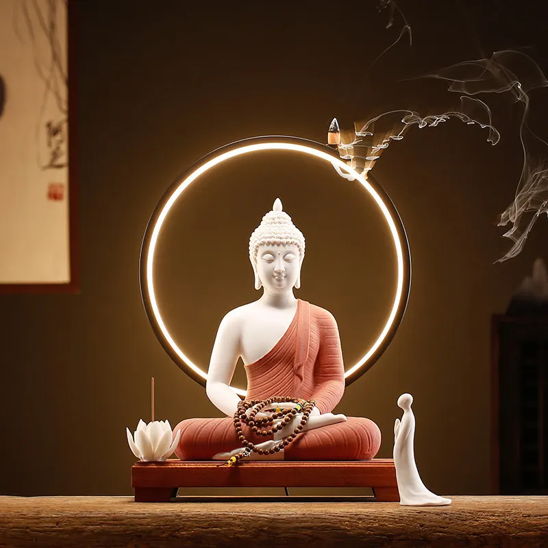 Buddha Bakhoor Burner Zen Holder Waterfall Incense Home Fragrance Porta Inciensos Bakhoor Haus Und Garten Zen Home Decoration