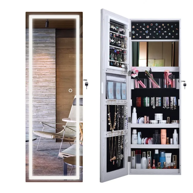 Household full-length mirror with light living room wall hanging door dressing mirror storage cabinet fitting mirror