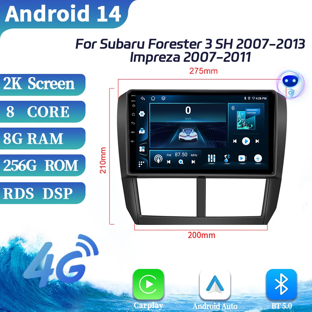 

Android OS For Subaru Forester 3 SH 2007-2013 Impreza 2007-2011 Car Radio Bluetooth Wireless Carplay 4G GPS Touch Screen Stereo