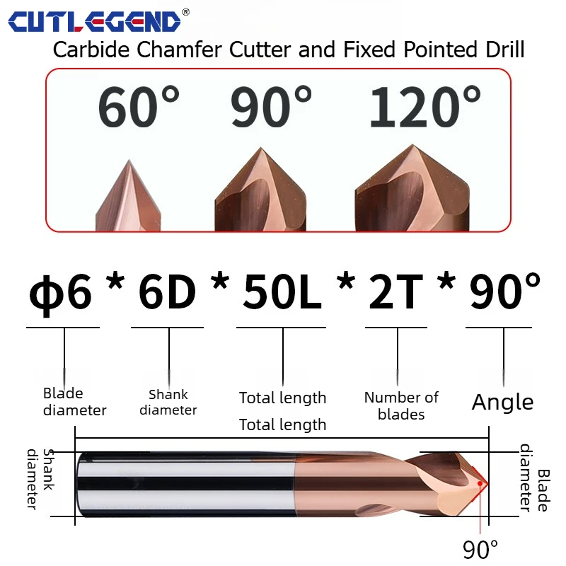 Carbide Spot Drill Fixed-point/chamfer dual-purpose drill 30/40/45/50/55/60/65/70/75/80/90/100/110/120/130/140/150/160° degree
