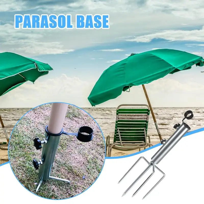 Beach Umbrella Anchor Metal Ground Holder Stand Sand Anchor Outdoor Base Detachable Sturdy Steel Garden Stakes Umbrella Holder