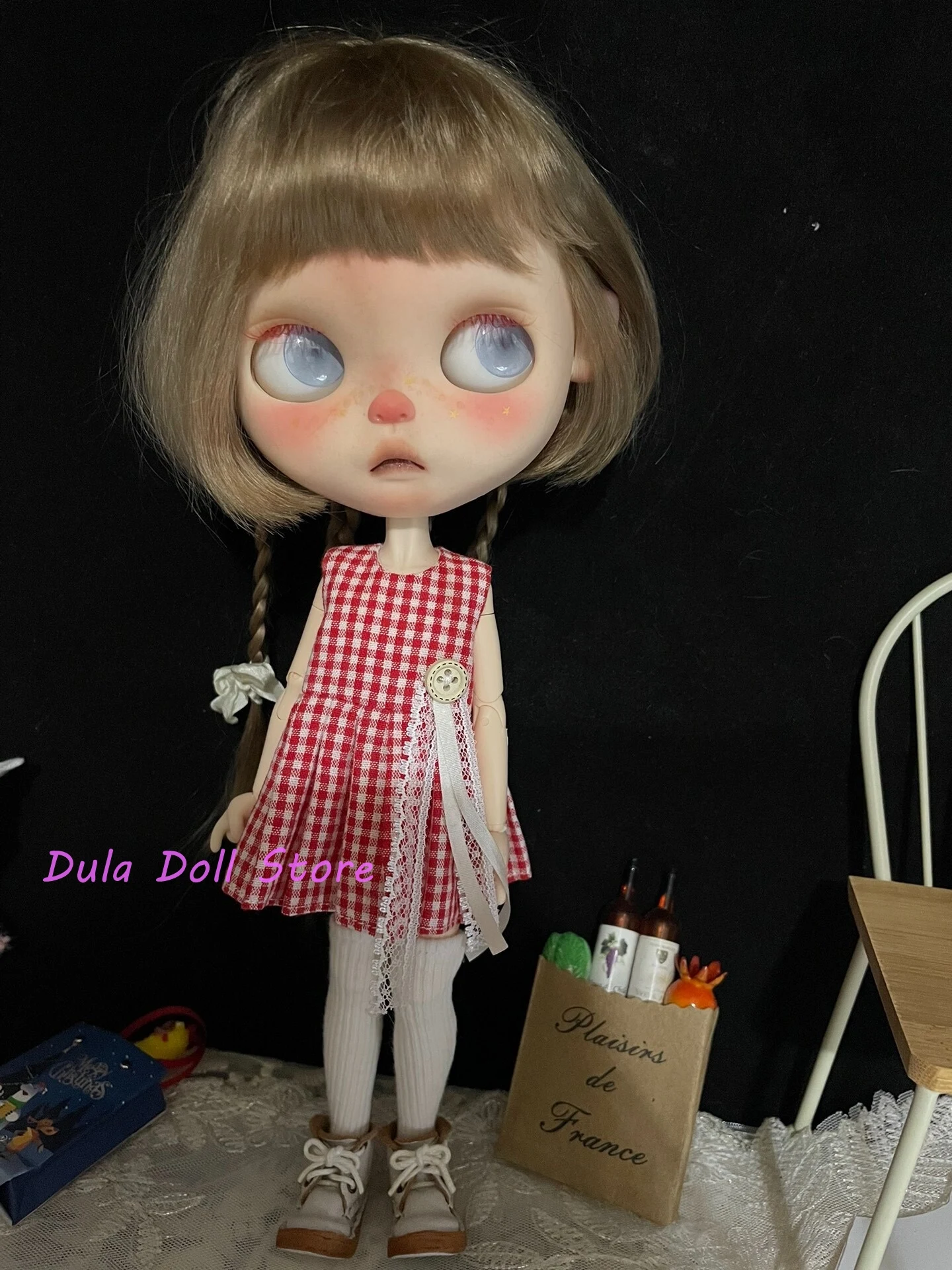 Dula Doll Clothes for Blythe Corduroy jacket Plaid dresses candy hat doll set ob24 ob22 Diandian Azone Licca ICY JerryB 1/6 Bjd