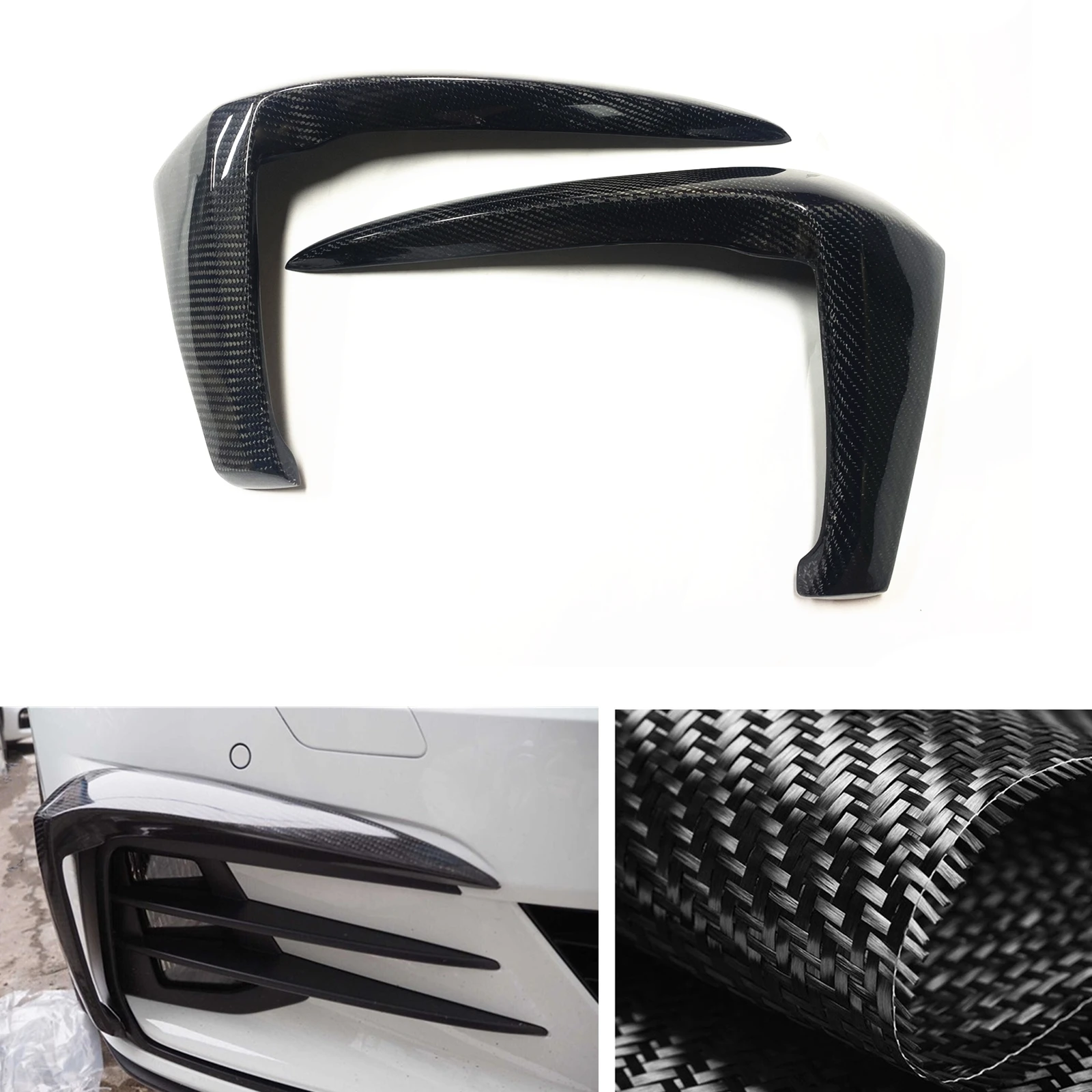 

For Volkswagen Golf VW GTI MK7.5 2018-2020 Front Bumper Side Air Vent Cover Trim Carbon Fiber Fog Lamp Intake Frame Spoiler Brow