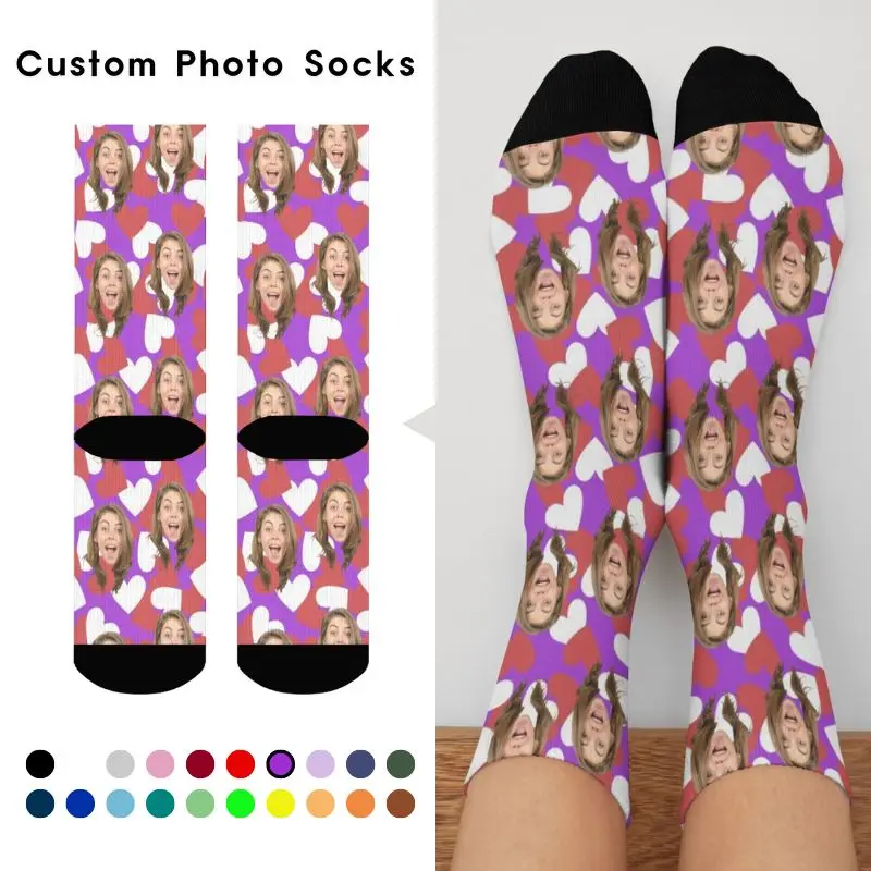 Customized printing of your photos, personalized long socks, colored socks, men's women neutral socks, fun and innovative socks,