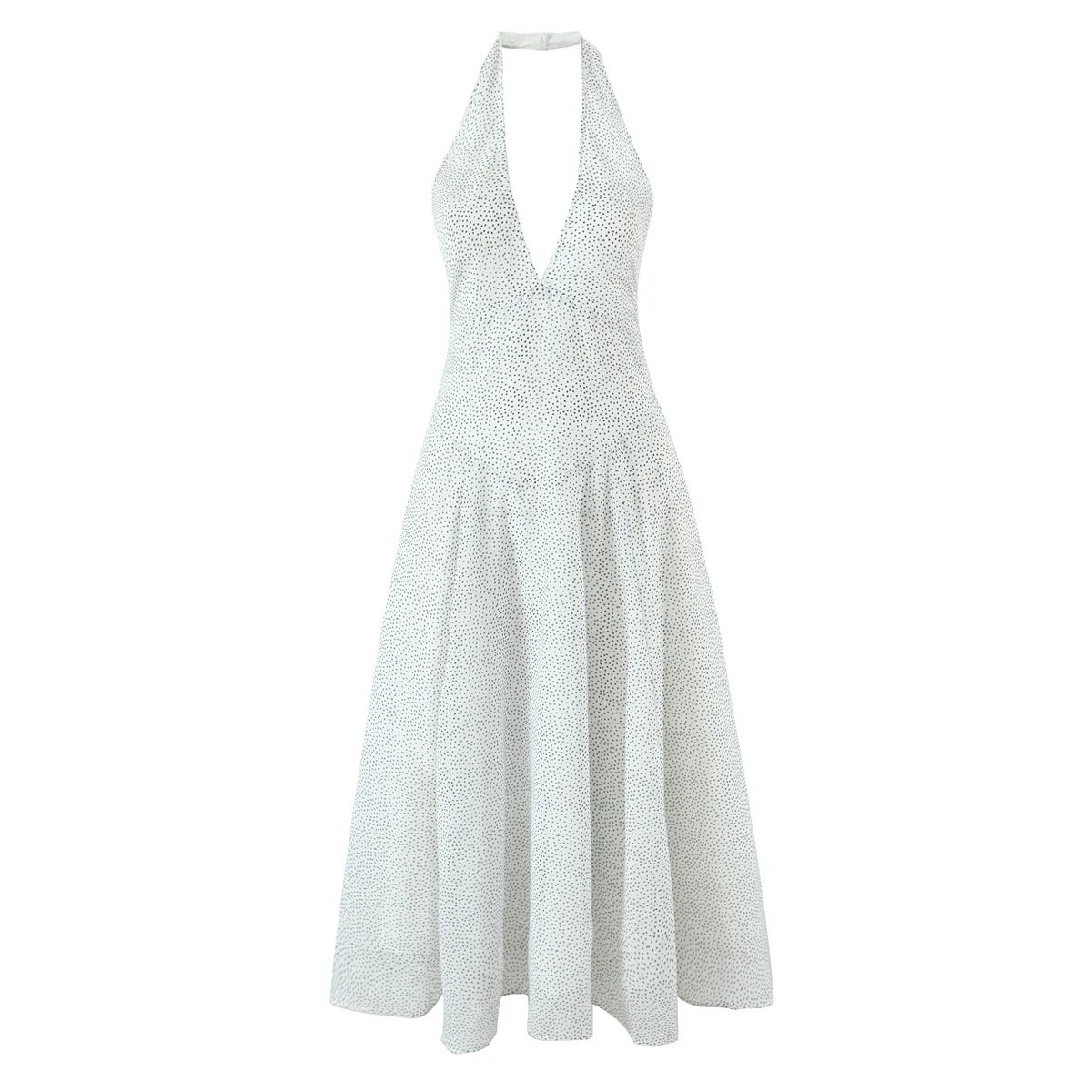 

Jastie Vintage Polka Dot Halter Elegant Dresses Women New 2025 Sexy Backless A-line Midi Summer Dress Party Robe Sundress