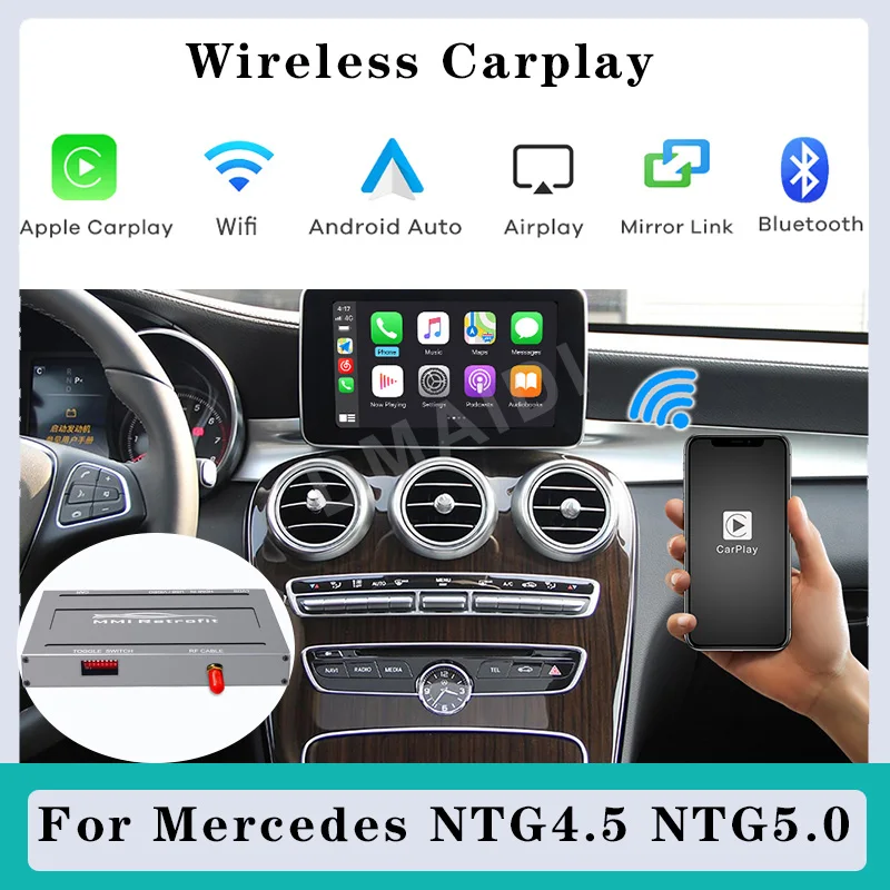 Wireless Apple Carplay Box Android Auto Module Decoder For Mercedes Benz A B C E CLS GLE GLA GLC GLK ML S Class NTG4.5 NTG5.0