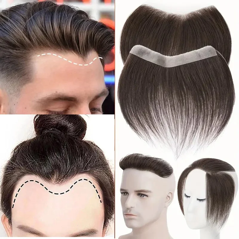human-hair-topper-thin-poly-skin-base-v-loop-invisible-edge-forehead-fringe-hairpiece-natural-look-adhesive-extension-women