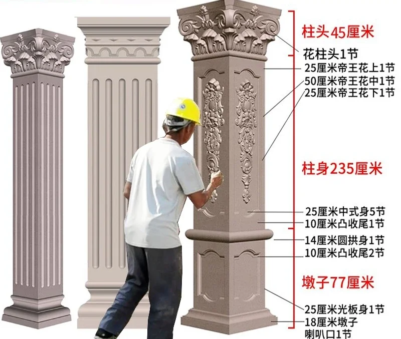 Roman column mold railings guardrail square column square column villa gate courtyard cement pouring building formwork