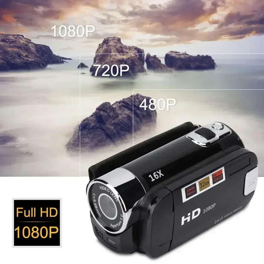 Video Camcorder 720P Full HD 16MP DV Camcorder Digital Video Camera 270 Degree Rotation Screen 16X Night Shoot Zoom