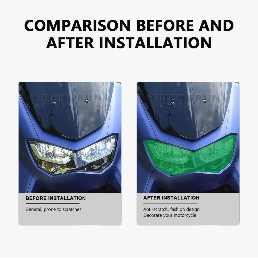 Motorcycle Headlight Stickers Colorful For Yamaha NMAX 155 Nmax155 2020-2024 Accessories Motorbike Transparent Headlamp Decals